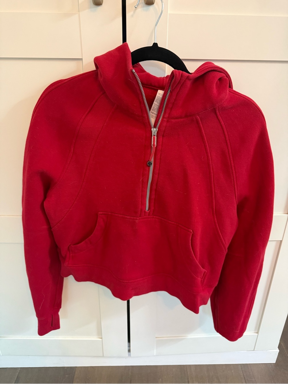 lululemon athletica Red Half-Zip Hooded Sweatshirt